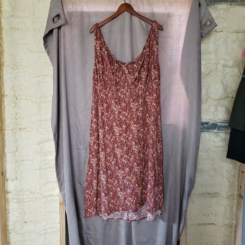 Old Navy Dress Womens 3X Pink Floral Rayon Scoop Neck Sleeveless Midi Summer